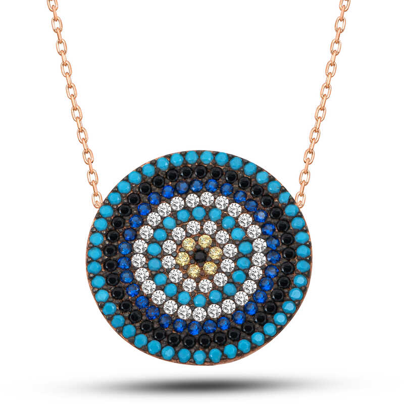 925 Ayar ​Gumus Rose Nazar Kadin Kolye