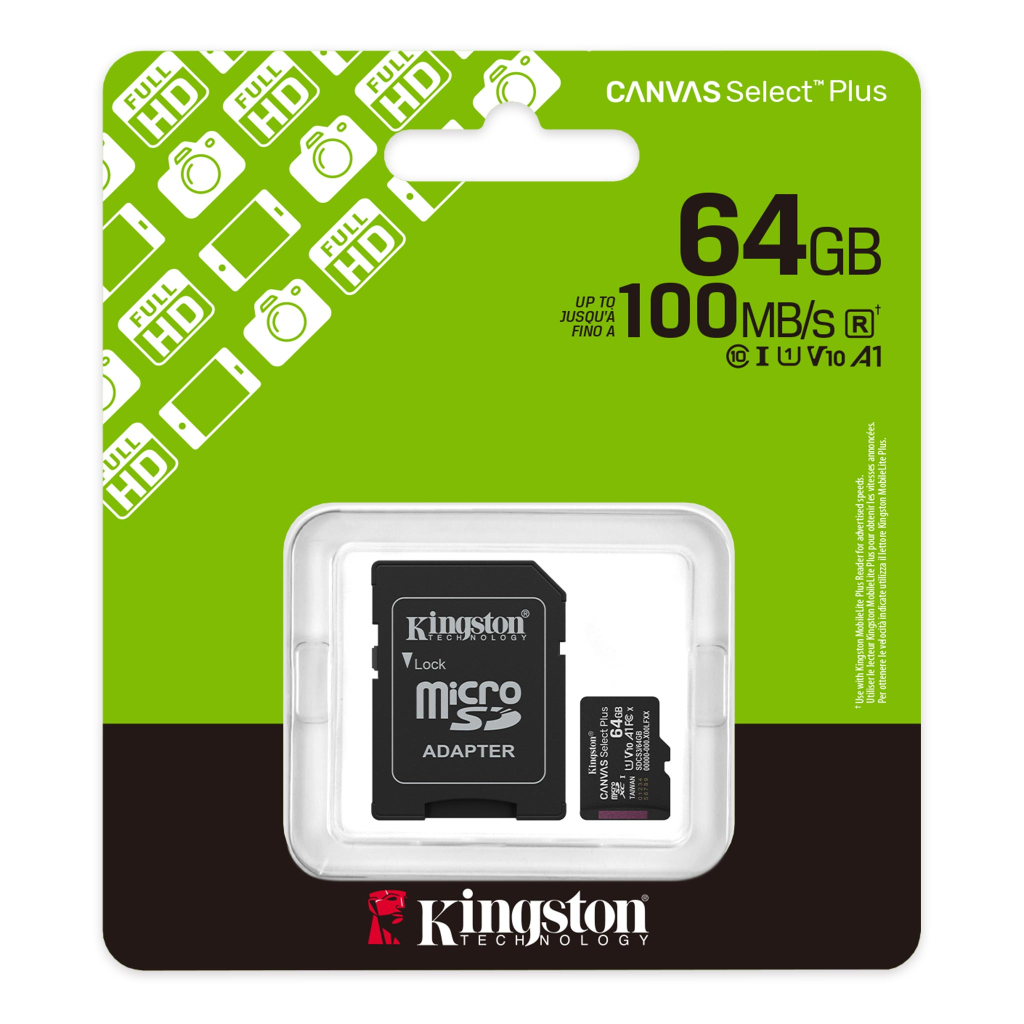KINGSTON SDCS3/64GB, Canvas Select Plus Gen3 A1, 100Mb/s, MicroSD Kart Bellek (SD Adaptorlu)