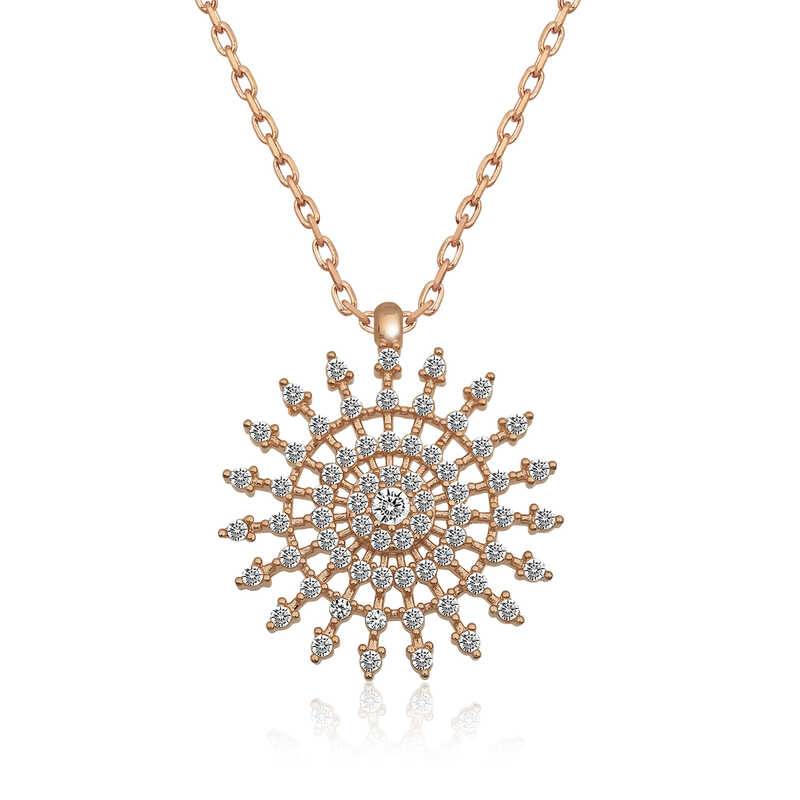 925 Ayar Gumus Gunes Kadin Gumus Kolye