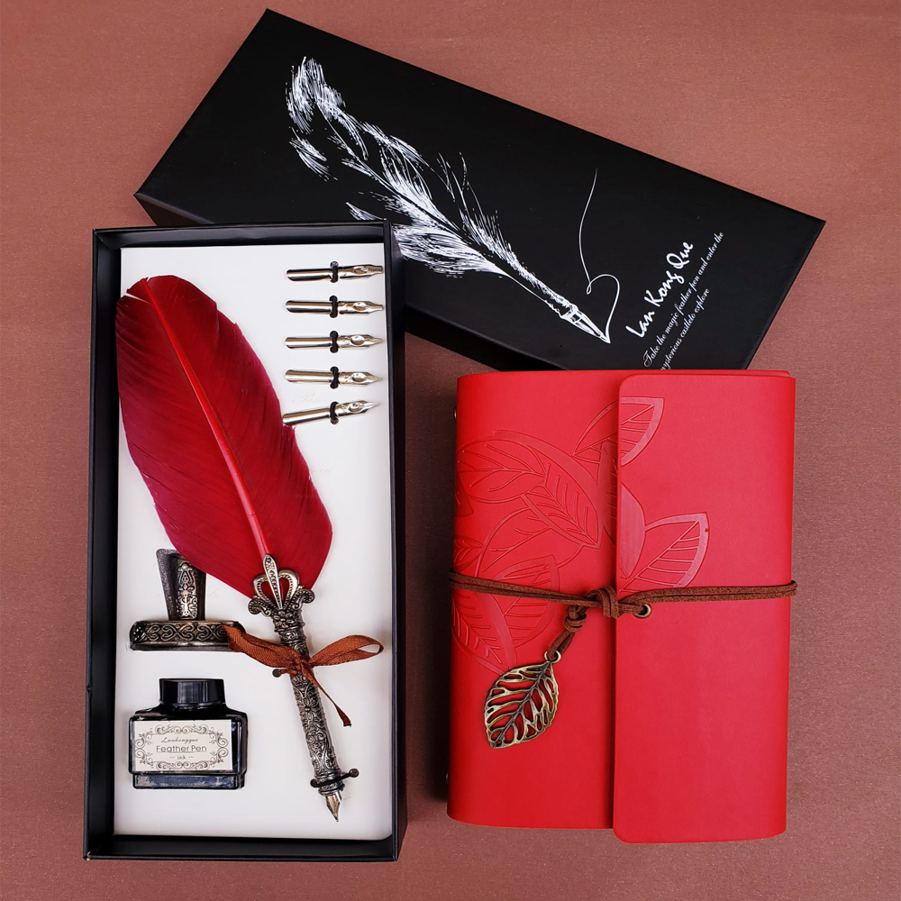 Murekkepli Divit Kalem ve Deri Defter