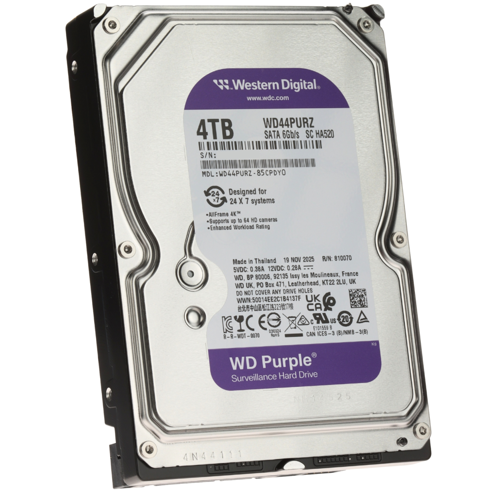 WD PURPLE WD44PURZ 3,5" 4TB, 128Mb, 5400 Rpm, 7/24 Guvenlik HDD (Turkiye Distributoru Garantili)