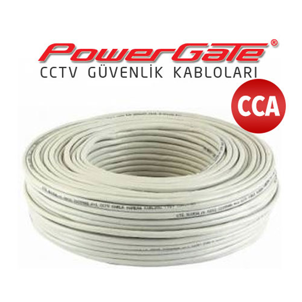 PowerGate CELL 100mt, 2+1 (2x0,22+0,25) CCA %40 Bakir Alisimli, CCTV Guvenlik Kablosu
