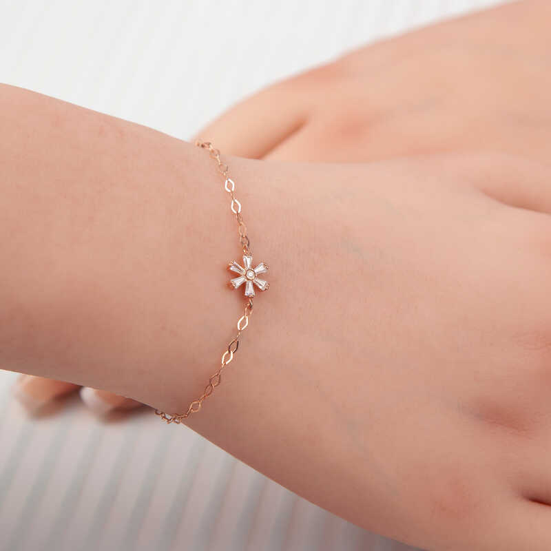 925 Ayar Gumus Rose Cicek Kadin Bileklik