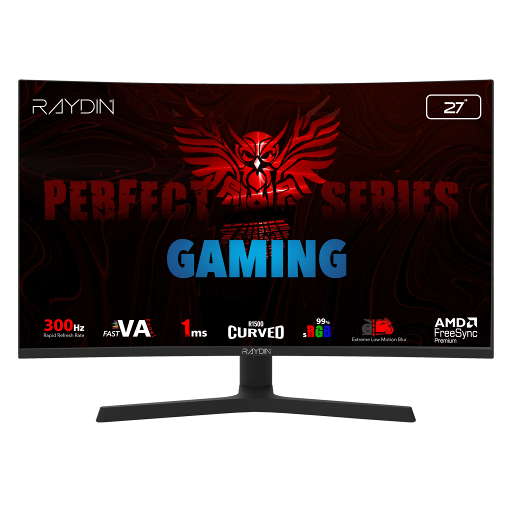 RAYDIN EG27RFA-300HZ, 27", 1ms, 300Hz, Full HD, 2xHDMI, DP, Hoparlor, VA LED, R1500 Curved, Yukseklik Ayarli Ayak, Frameless, FreeSync Gaming Monitor