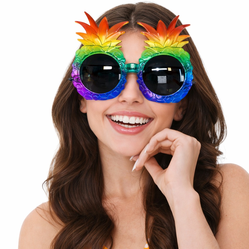 Tropikal Ananas Tasarimli Renkli Hawaii Parti Gozlugu