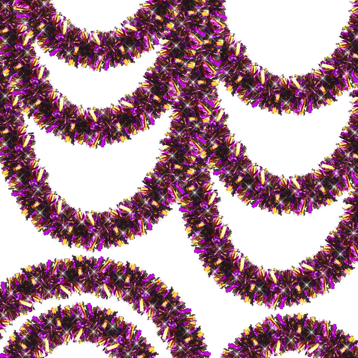 Mor Turuncu Renk 4 cm Genislik Garland Cift Renk Sim Sus 180 cm