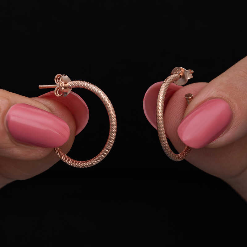 Gumus Rose Kalemli Halka Kadin Kupe