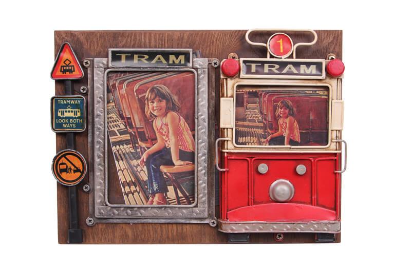 Dekoratif Metal Cerceve Tramvay Dekorlu Vintage Hediyelik