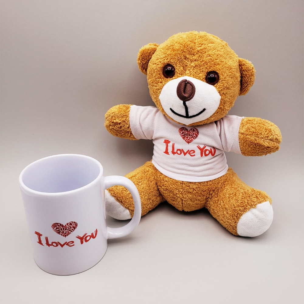 Kahverengi Ayicik ve Baskili Kupa Seti