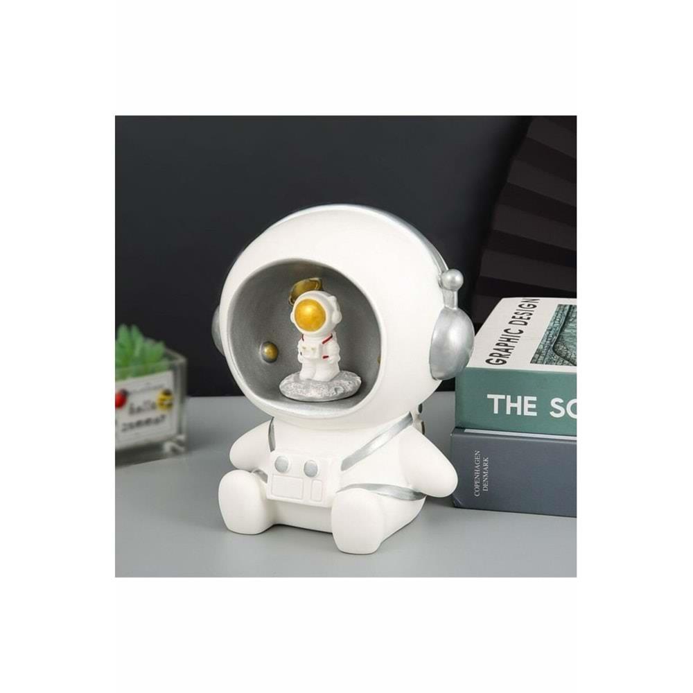 Polyester Masa Ustu Astronot Ledli Lamba