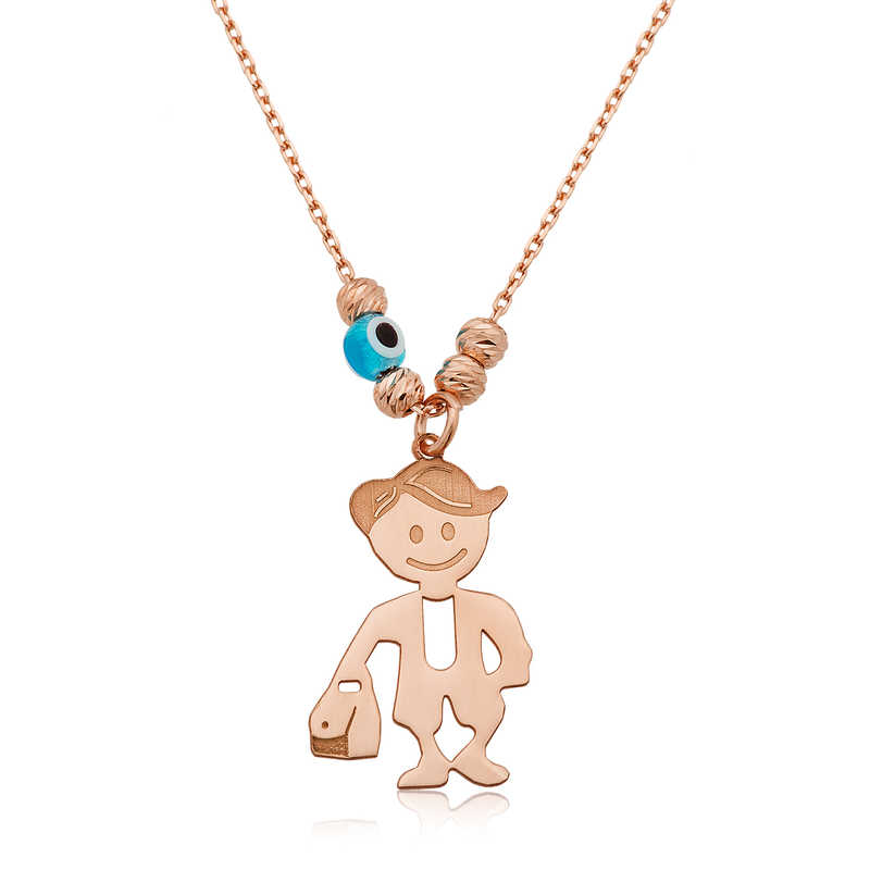 925 Ayar Gumus Rose Erkek Cocuk Kolye