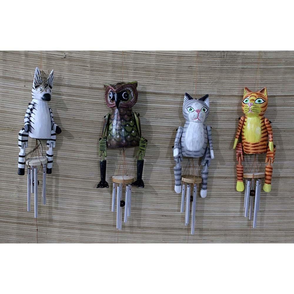 Ahsap Hayvan Figurlu Ruzgar Cani