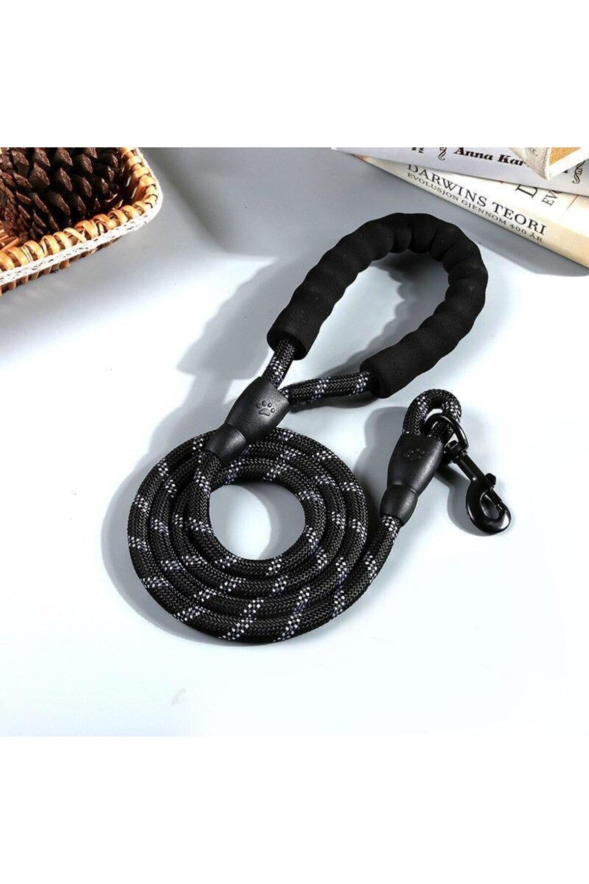 Kopekler Icin Gezdirme Tasmasi Reflektorlu 130 cm Halat Orta ve Buyuk Boy Kopekler Icin Siyah