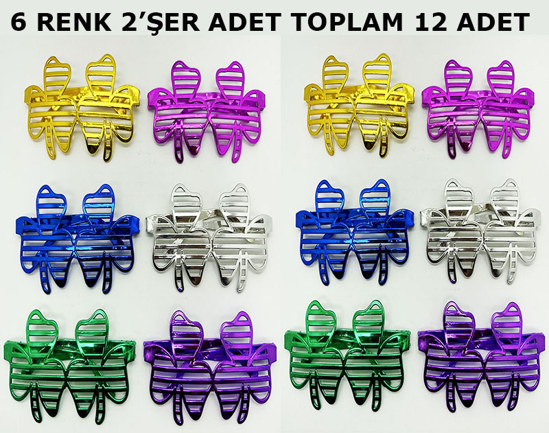 Parti Aksesuar Parti Gozlugu 6 Renk 12 Adet