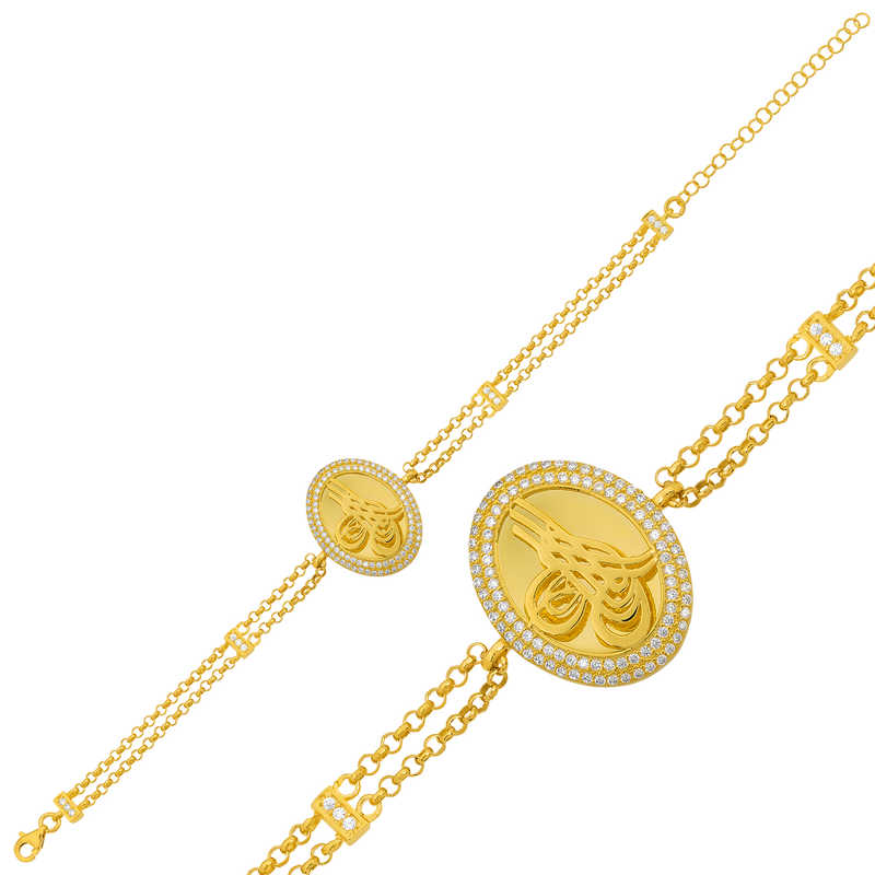 925 Ayar Gumus Gold Tugrali Bileklik