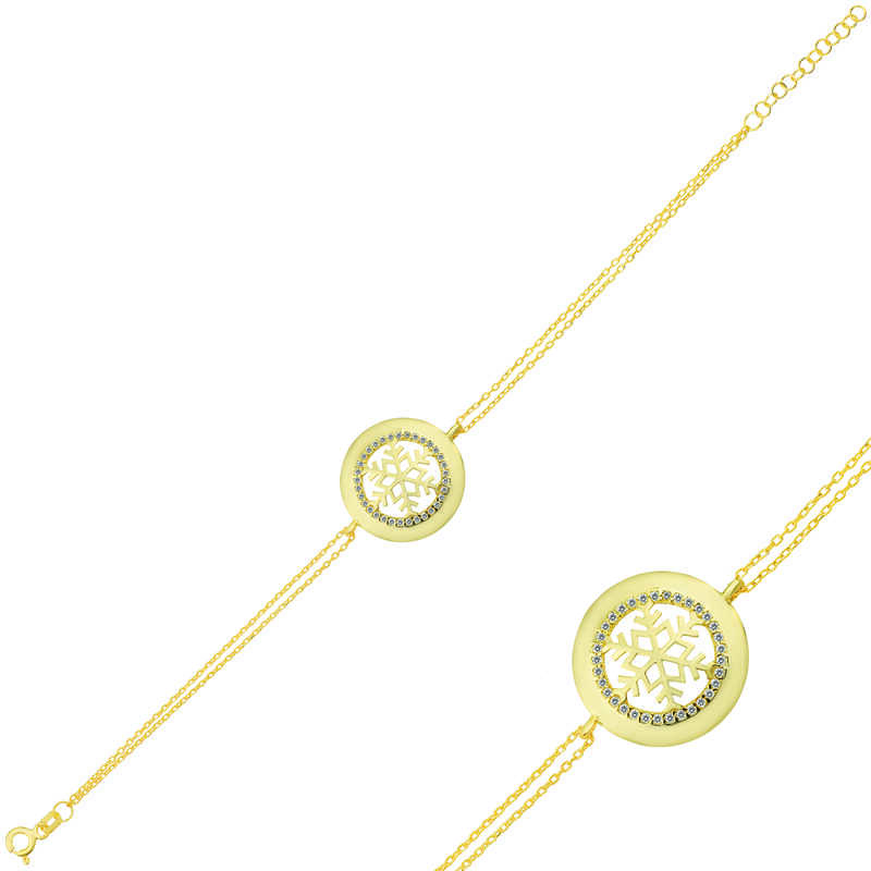 925 Ayar Gumus Gold Kar Tanesi Bileklik