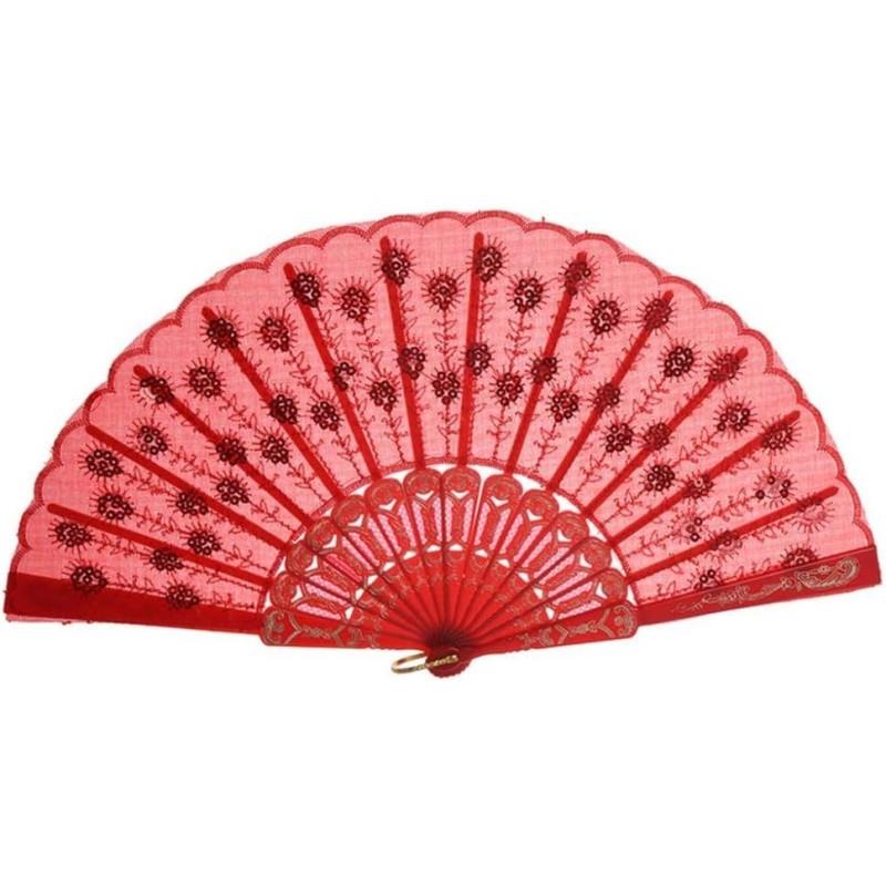 Pullu Yelpaze Kirmizi 12 Adet