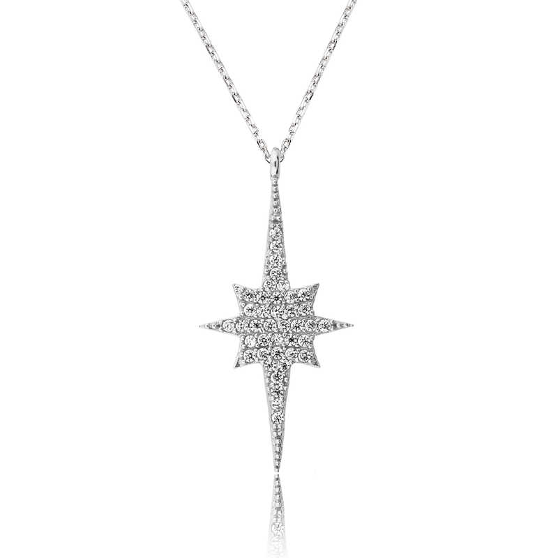 Gumus Kutup Yildizi Bayan Kolye