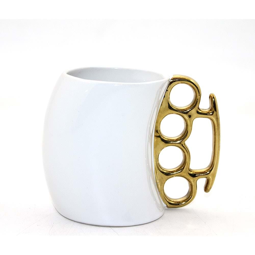 Porselen Bes Parmak Tasarimli Kupa Bardak