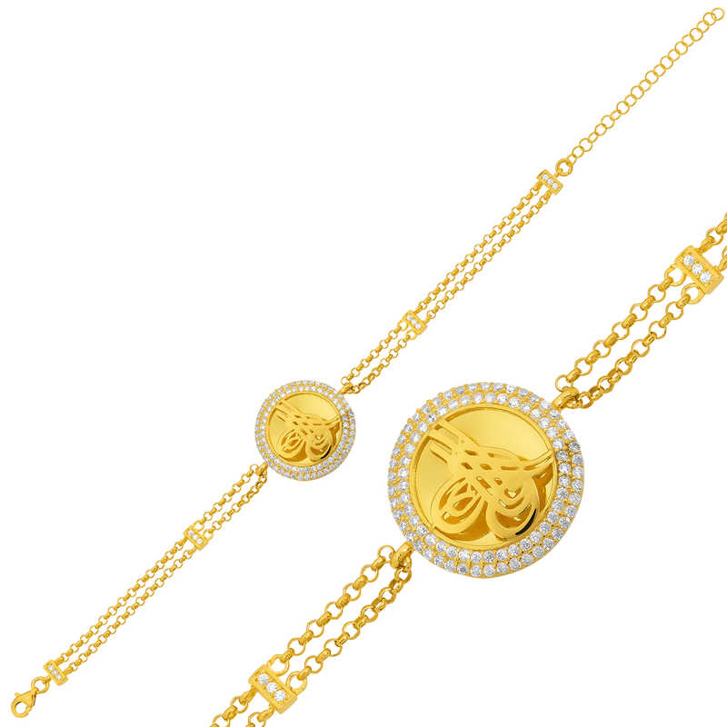 925 Ayar Gumus Gold Tugrali Bileklik