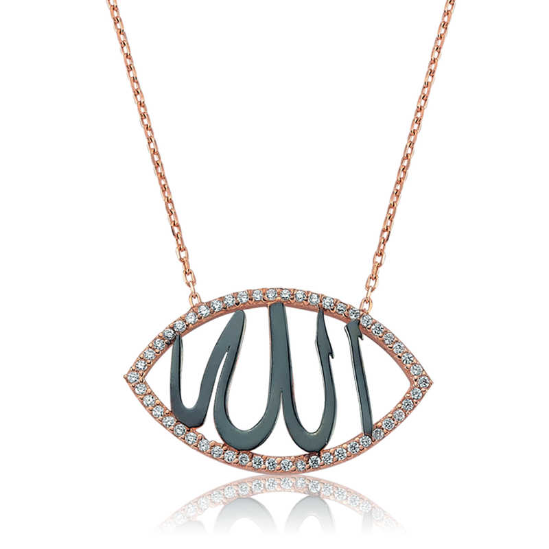 Gumus Allah Yazili Bayan Kolye