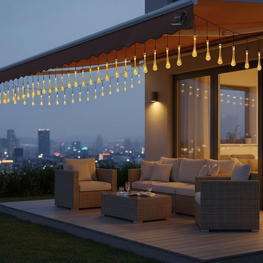 Damla Seklinde 50 Led Gunes Enerjili Bahce Balkon Aydinlatma 7 Metre isik