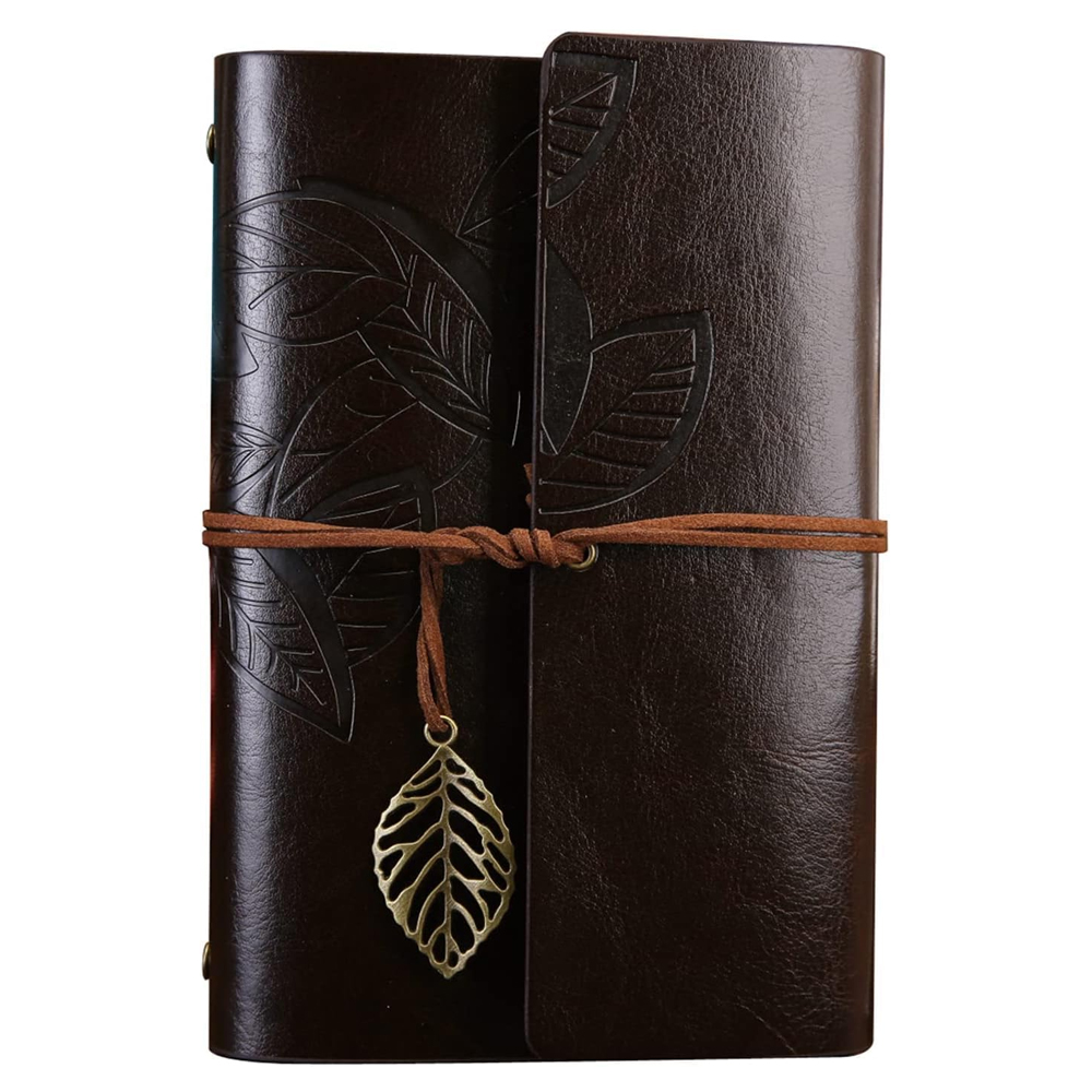 Buyuk Yaprak Desenli Deri Defter