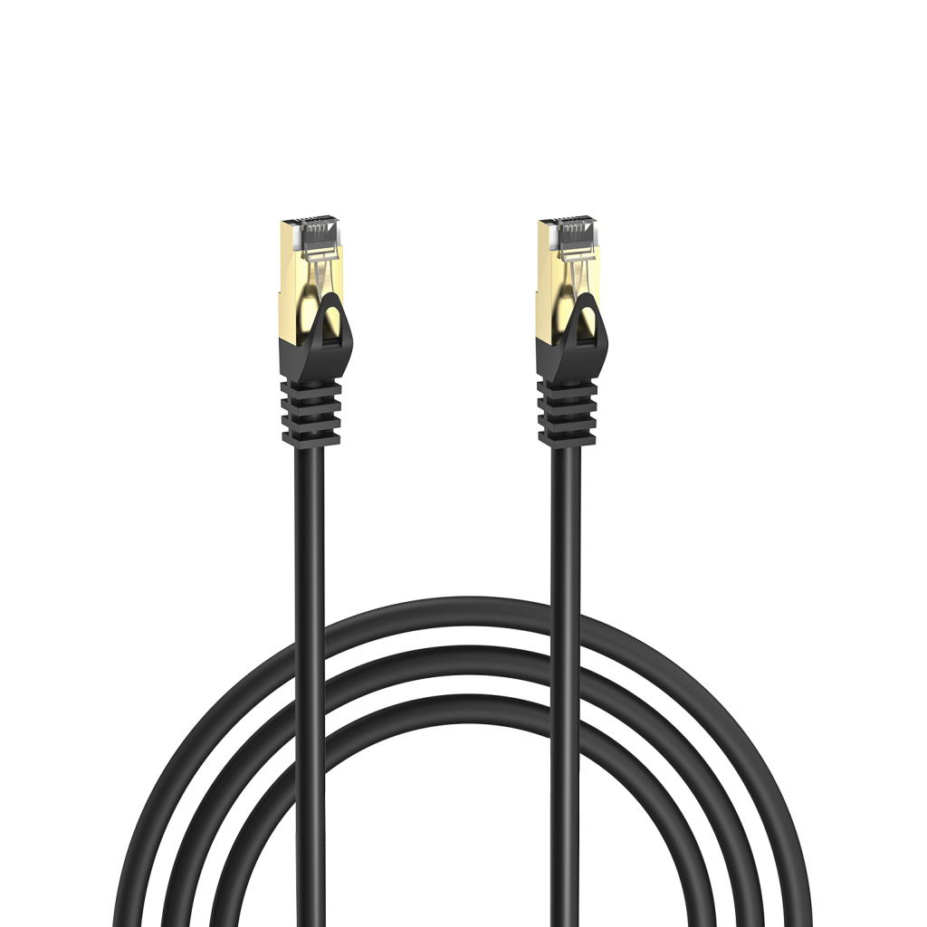 S-LINK MM-CAT705, CAT7, Patch, 5Mt, Gold Uclu,   FTP, CCA, Ag Baglanti Kablosu (Siyah)