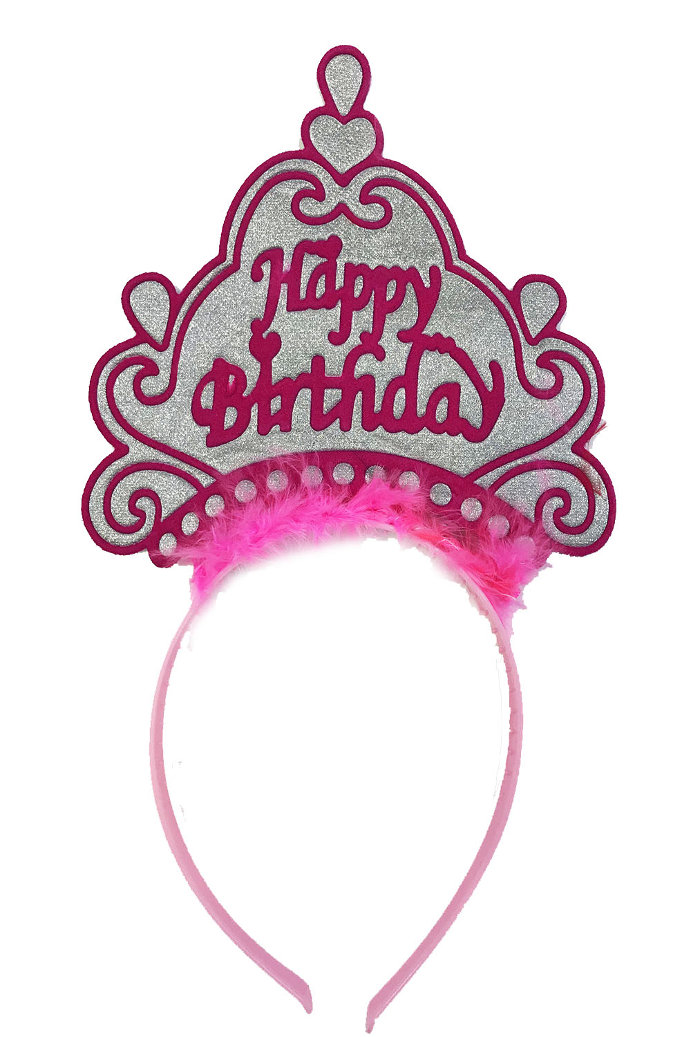 Parti Happy Birthday Neon Pembe Renk Dogum Gunu Taci 24x15 cm