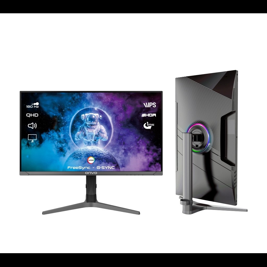 ONVO OV32MNT301GQ, 31,5" 1ms, 180Hz, 2K Quad HD, 2xHDMI, DP, 2x2W Hoparlor, Pivot, IPS Panel, NVDI G-Sync ve AMD FreeSync, GAMING Monitor