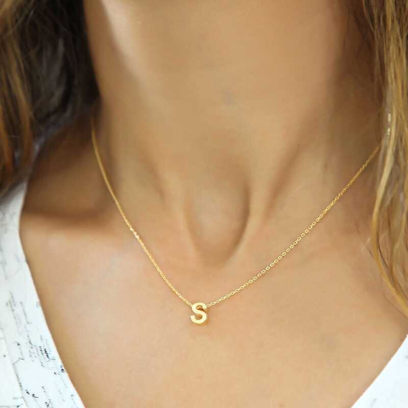 925 Ayar Gumus 3 Boyutlu S Harf Kadin Gumus Kolye