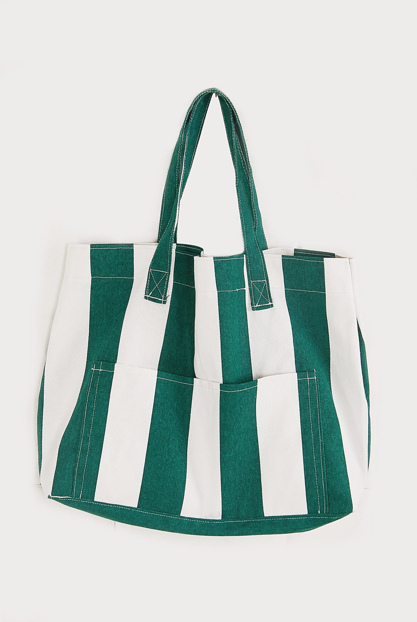 Kadin Kanvas 2 Cepli Gunluk Renkli Plaj Omuz Cantasi Yesil