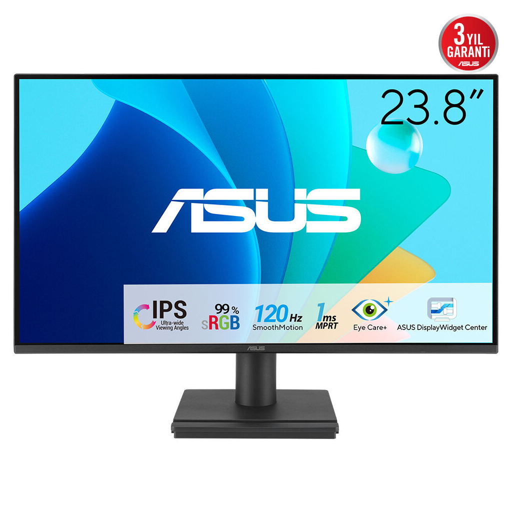 ASUS VA249HG 23,8" 1ms, 120Hz, Full HD, HDMI, VGA, IPS LED, Cercevesiz Tasarim, Dusuk Mavi Isik, FreeSync Kurumsal Monitor