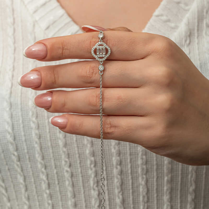 Gumus Yonca Baget Tasli Kadin Bileklik