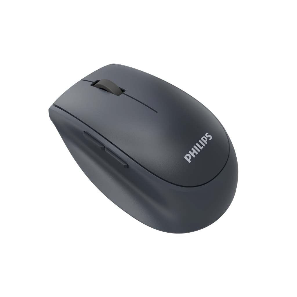 PHILIPS SPK7627K, Gri, USB Nano 2,4Gh ve Bluetooth Kablosuz, 1600dpi, Optic, 5 Tuslu, Sarj Edilebilir, Mouse