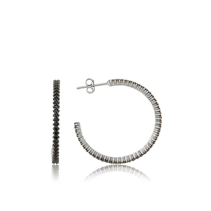 925 Ayar Gumus Tamtur Siyah Tasli Kupe