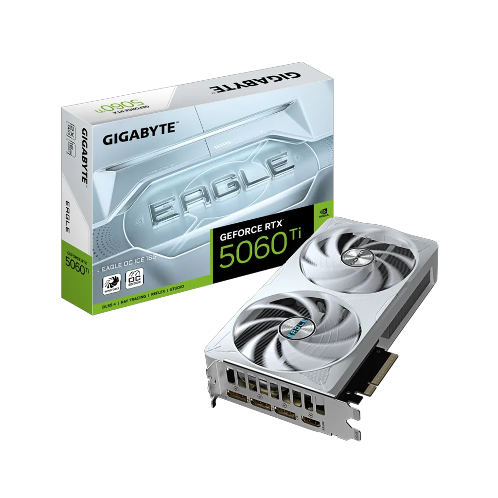 GIGABYTE GV-N506TEAGLE OC ICE-16GD, RTX5060TI, EAGLE OC ICE, 16Gb, GDDR7, 128BIT, 2 Fanli, 1xHDMI, 3xDP, GAMING Ekran KARTI