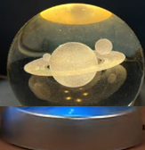 SATURN Plastik altlikli Isikli Cam Kure 6cm