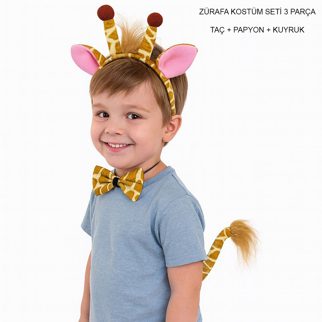 Zurafa Kosumu Aksesuar Seti 3 lu - Tac Papyon Kuyruk