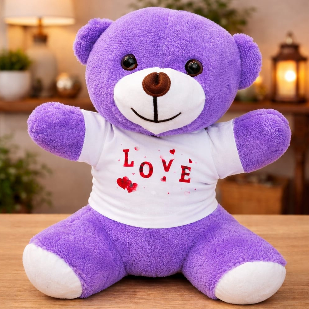 Love Baskili Tisortlu Pelus Oyuncak Ayicik