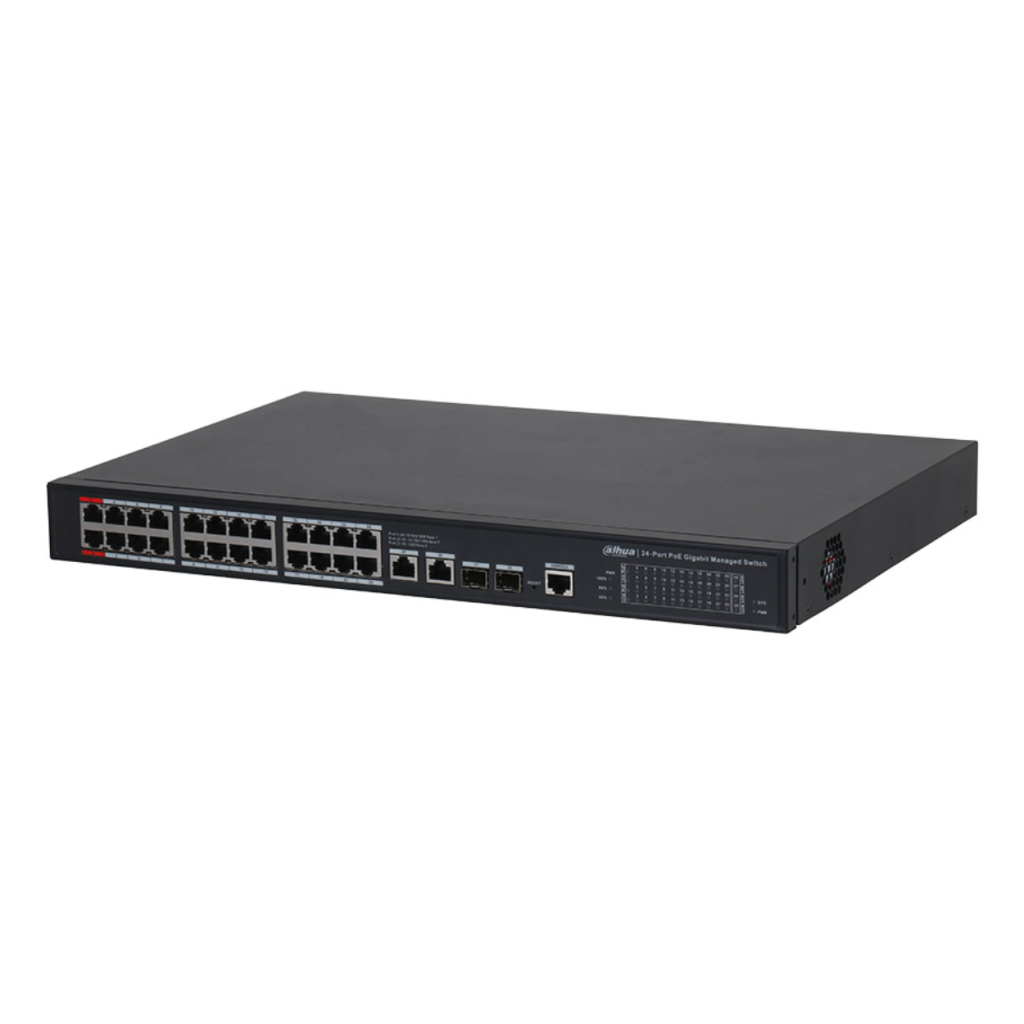 DAHUA S4228-24GT-360, 24 Port, Gigabit, PoE 365W, 2 Port GigaBit Uplink, 2 Port Gigabit Combo SFP,  Longe Range 250Mt, Cloud Yonetilebilir, Switch