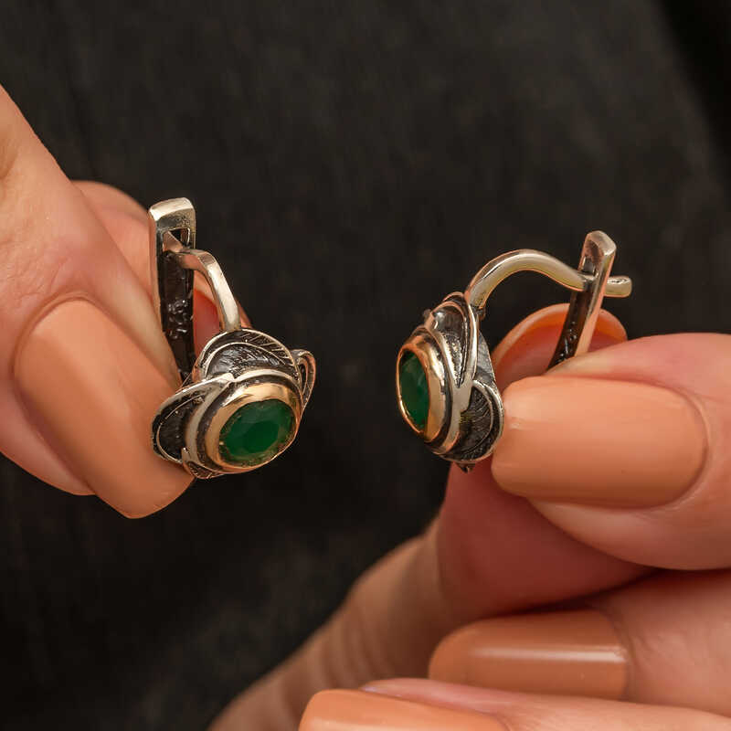 Gumus Cicek Desenli Otantik Kadin Kupe