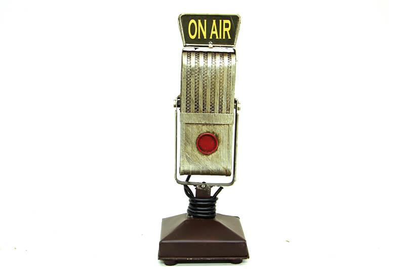 Dekoratif Metal Mikrofon Obje Biblo Vintage Hediyelik