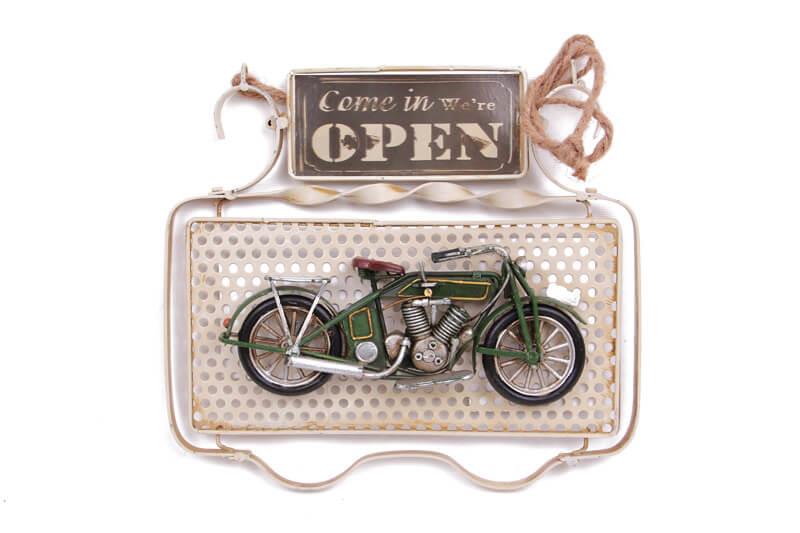 Dekoratif Metal Kapi Yazisi Motosiklet Dekorlu Vintage Hediyelik