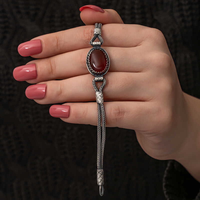 Gumus Akik Tasli Kazaziye Bileklik