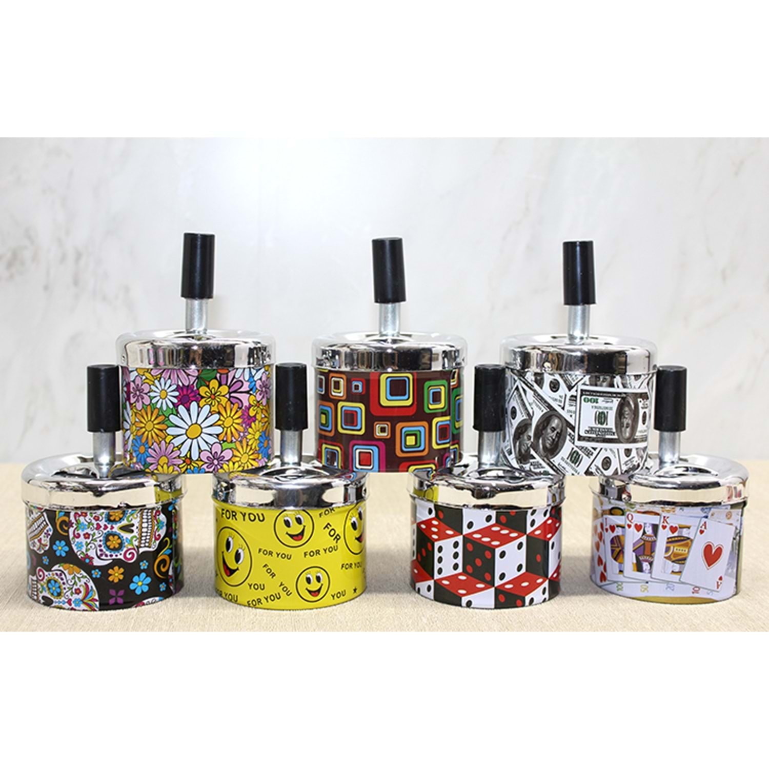 Metal Renkli Basmali Kulluk Yuvarlak