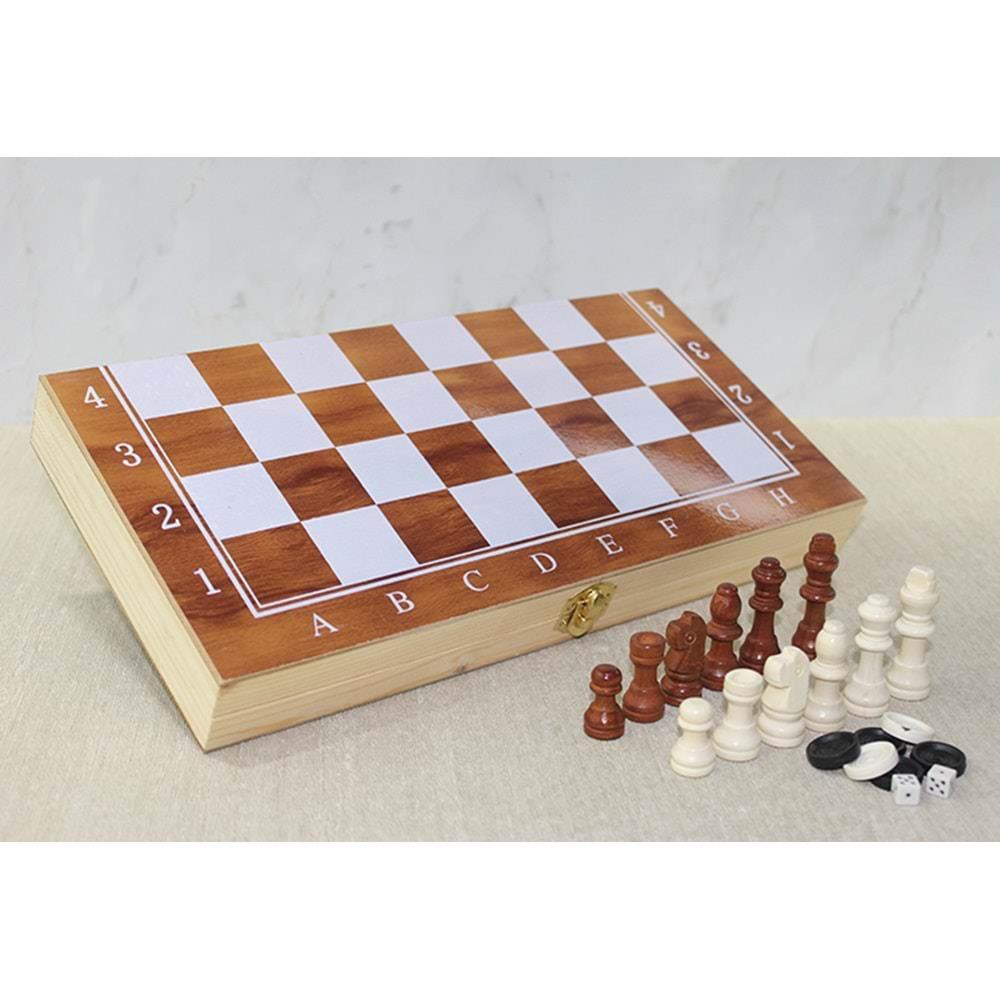 Ahsap Kutulu Satranc ve Tavla Seti