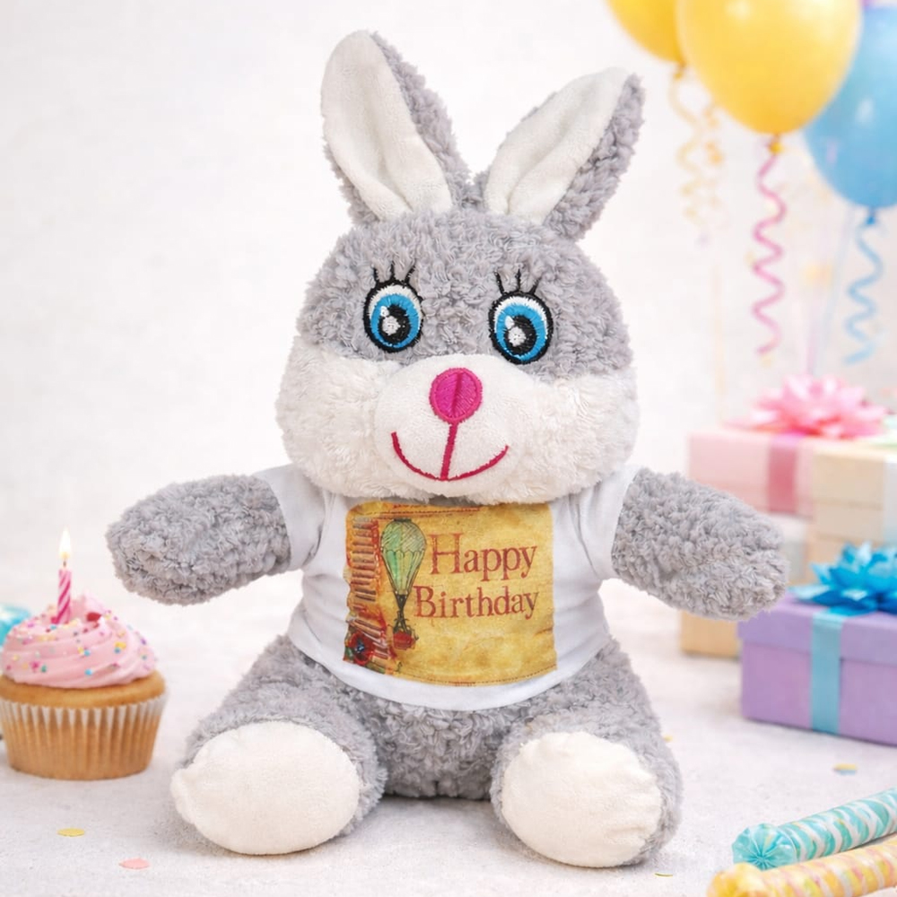 Dogum Gunu Tisortlu Pelus Tavsan