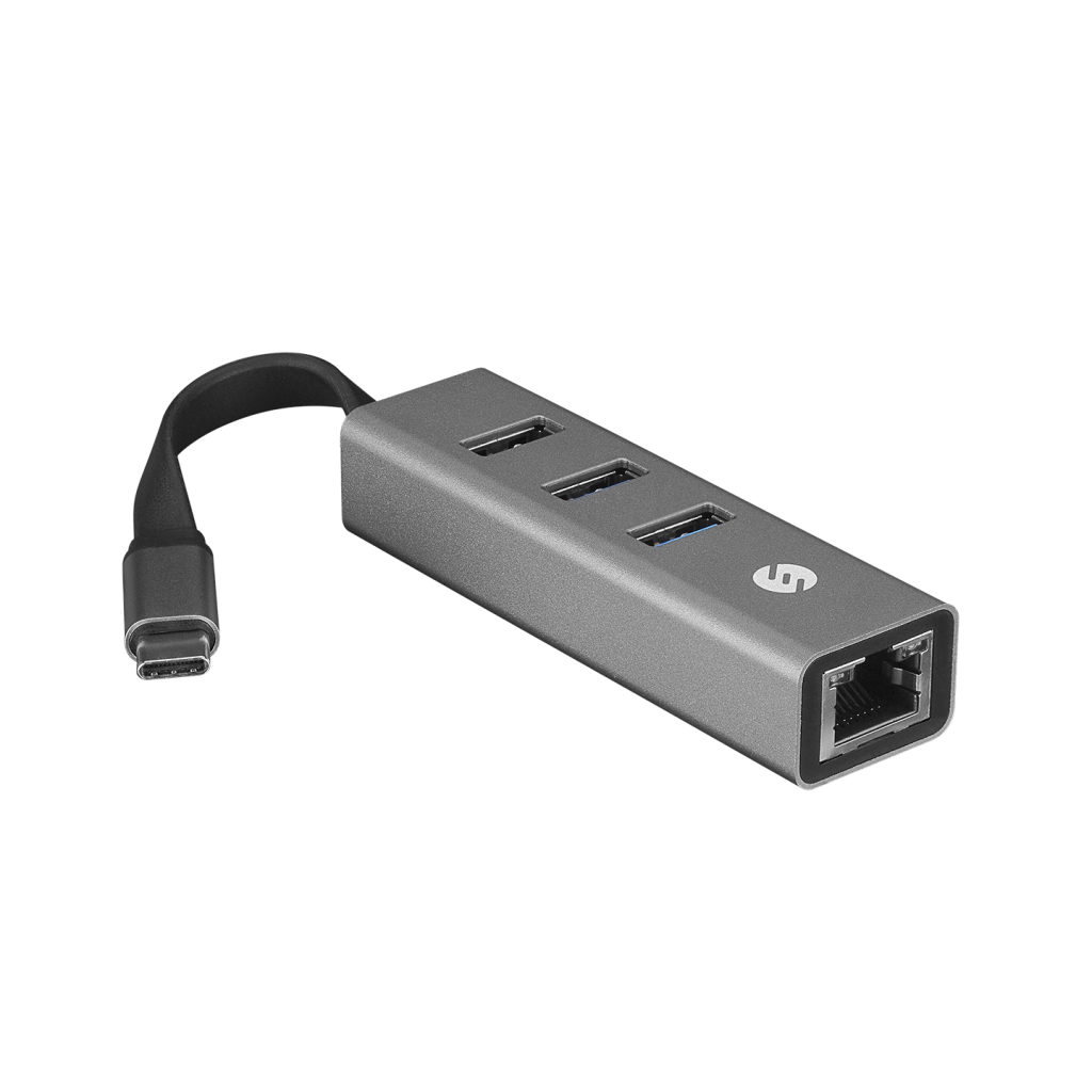 S-LINK SW-U3325, GigaBit, Type-C to RJ45, 3xUSB 3.0, Metal, Ethernet Karti