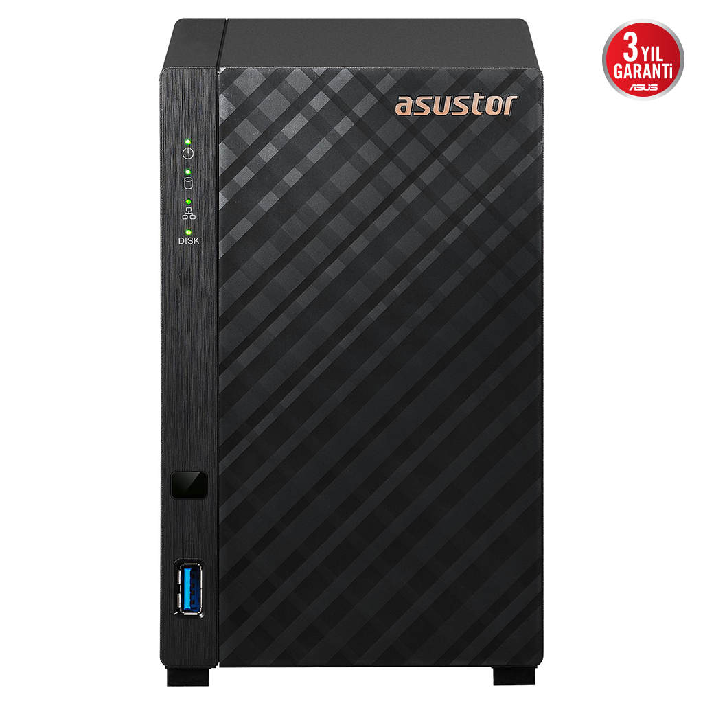ASUSTOR AS1102TL, 1Gb DDR4 Ram, 2 Yuvali (2x22TB Destek), 1x1GbE Network, USB 3.2, USB 2.0, Tower NAS (Yedekleme) Cihazi